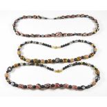 Three glass beaded necklaces