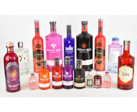 Seventeen bottles of Gin and Vodka in various sizes, to include 1.75L bottles of JJ Whitley Original and Pink Grapefruit, 43%