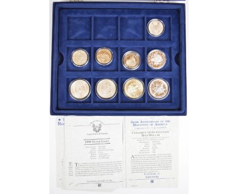 Twenty one Canada and United States of America silver coins to include maple leaf, 19th century and later Liberty and Morgan 