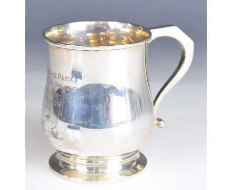 Edward VII hallmarked silver half pint tankard of plain baluster form, Birmingham 1936, maker&nbsp;Henry Pidduck &amp; Sons, 