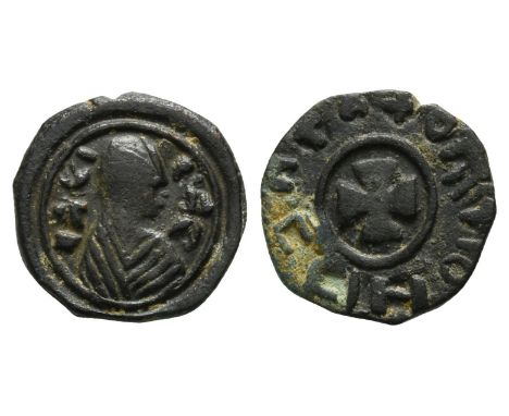  Circa AD 359/60-450. BACI-ΛEYC (King), draped bust to right, wearing headcloth; all within circle border / Uncertain legend 