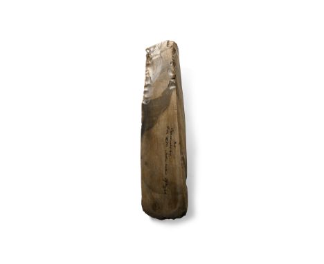 Neolithic Period, 4000-2300 B.P. Highly polished with slightly concave sides, square butt, inked collector's note to one side