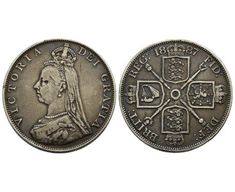 London mint. Dated 1887. Design by Joseph Edgar Boehm. 1837-1901. VICTORIA DEI GRATIA, crowned, veiled and draped bust to lef