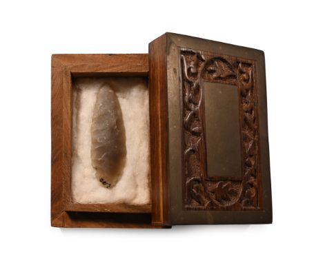 Neolithic Period, 6000-4500 B.C. Scaphoid in plan and lentoid in section with inked collector's number '2.00'.  110 grams, 87