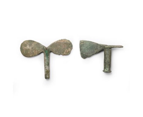 2nd millennium B.C. Comprising: tubular shank with two lateral lobes; tubular shank with flared rim, triangular axe-head and 