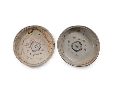 15th century A.D. Each a shallow plate with stepped rim, painted floral motif to the centre. Cf. Harper, R., Catalogue of Pre