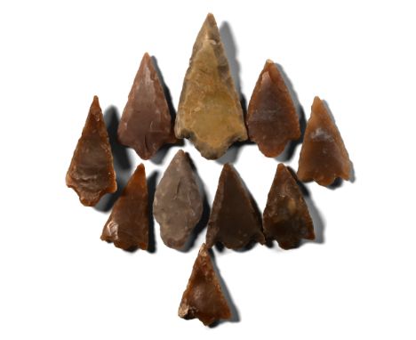 Neolithic Period, 6th-4th millennium B.C. Comprising mostly bifacial and uniface barbed and taged flint and chert arrowheads;