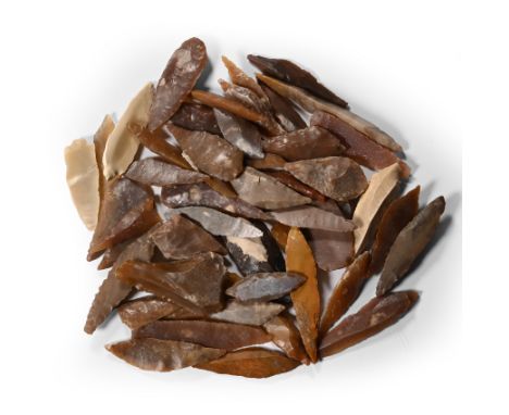 Neolithic Period, circa 6th-4th millennium B.C. Comprising mostly bifacial and uniface flint and chert arrowheads, some trian