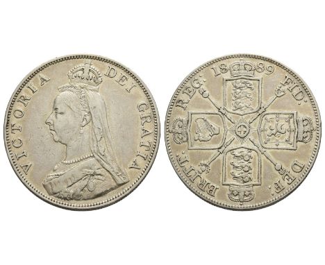 London mint. Dated 1889. Jubilee Coinage. Design by Joseph Edgar Boehm. 1837-1901. VICTORIA DEI GRATIA, crowned, veiled and d
