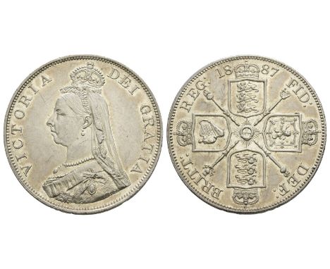 London mint. Dated 1887. Jubilee Coinage. Design by Joseph Edgar Boehm. 1837-1901. VICTORIA DEI GRATIA, crowned, veiled and d