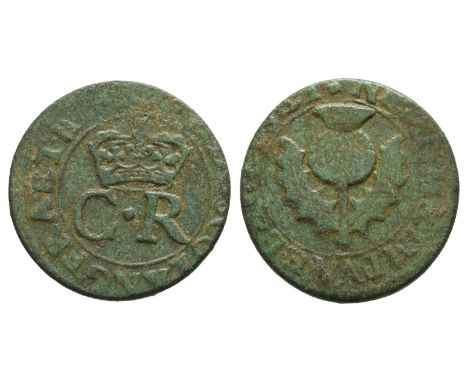 Edinburgh mint; struck 1642-1650. 1677-1699. [...]COT • ANG • FRA • ET • H[...], crown over C ♦ R / ♦ NEMO • ME • IMPVNE • LA