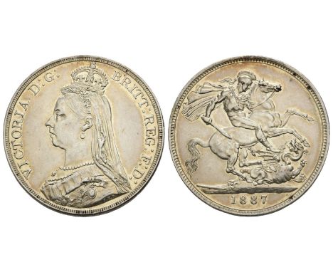 London mint. Dated 1887. Jubilee head type. Designs by Joseph Edgar Boehm and Benedetto Pistrucci. 1837-1901. VICTORIA D : G 