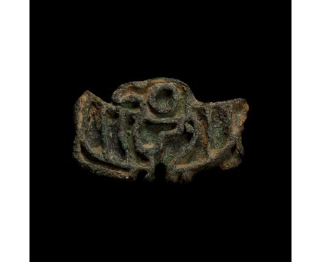 Circa 2300-2000 B.C. Showing a vulture with spread wings, remains of loop to the reverse; accompanied by typed and signed not