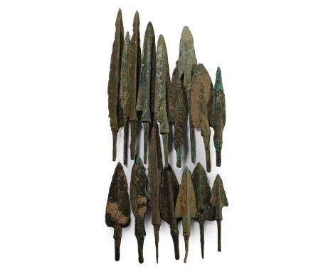 13th-6th century B.C. Comprising a variety of tanged triangular and leaf-shaped arrowheads with thick mid-rib, one barbed-and