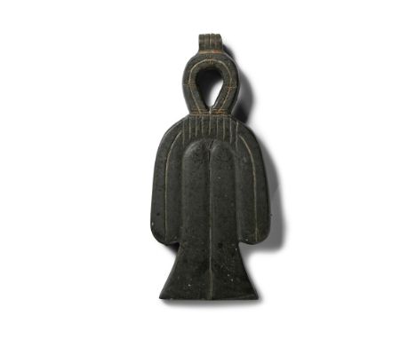 Third Intermediate Period-Late Period, circa 743-332 B.C. Finely carved tyet amulet with incised internal detailing and ribbe