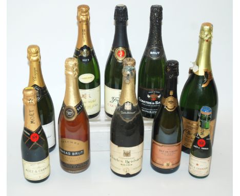 A magnum of Charlemange Demi Sec 1.5l, 8%, halt bottle Moet & Chandon, quarter bottle of Moet & Chandon, bottle of Charles He