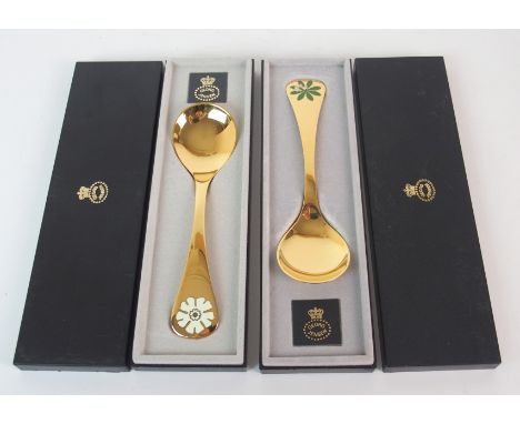 Two Georg Jensen sterling silver year spoons stamped "RA AB" (for designers Rigmor Andersen & Annelise Bjorner) the first "Wo
