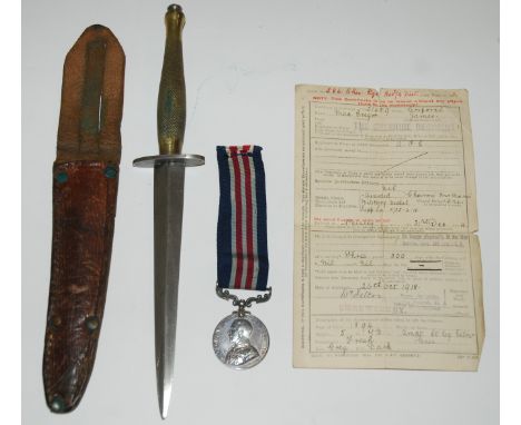 A George V Military Medal to 51489 Cpl. J. MacGregor 1/6th Cheshire Regiment with his discharge certificate, a relevant newsp