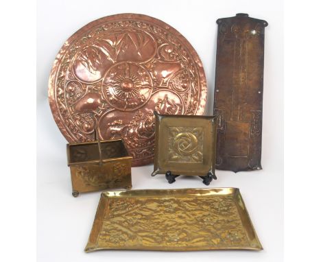 A good quality copper plaque with central sun and compass points, surrounded by faces blowing, with a scene of longboats and 