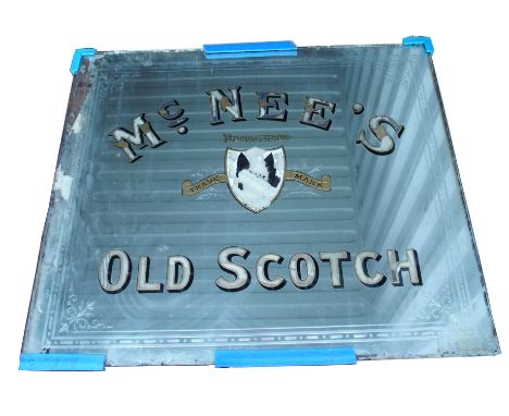 Two McNees Old Scotch pub mirrors both without frames, 115cm x 133cm and 108cm x 151cm