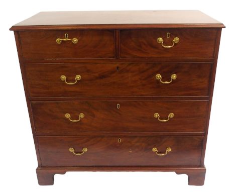 A Georgian design mahogany chest with two short and three long graduating drawers on bracket feet, 110cm wide x 54cm deep x 1