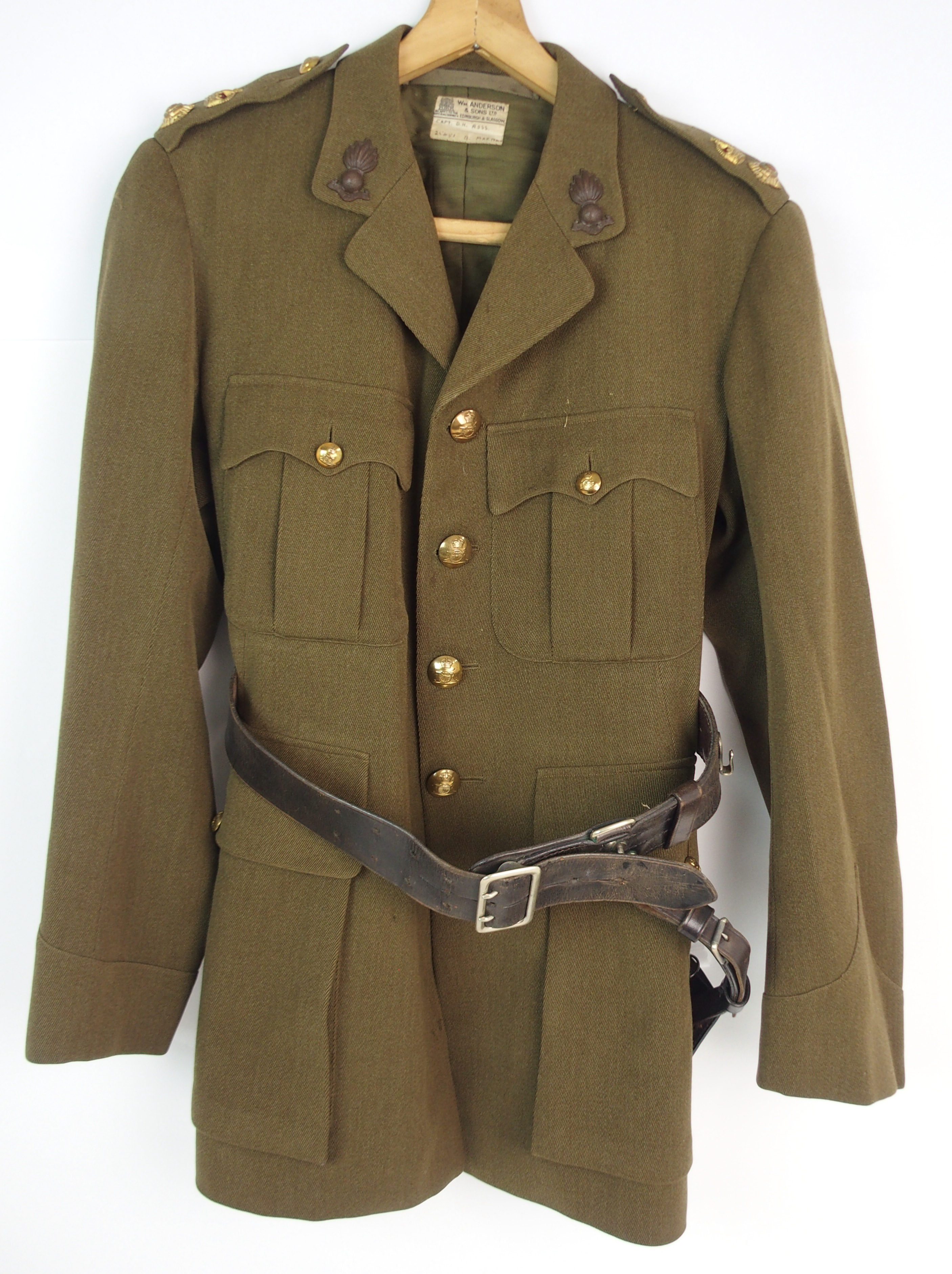 A WWII Royal Artillery Captain's uniform tunic complete with pips and ...