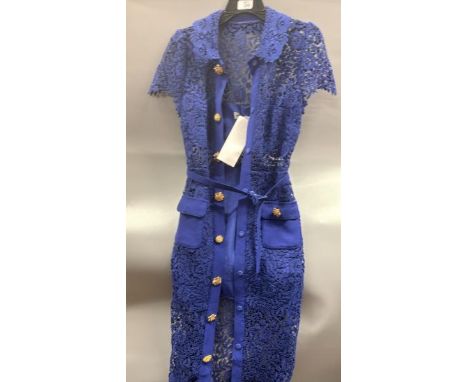 SELF-PORTRAIT M LACE BUTTON MIDI DRESS / 8 / BLUE / RRP £119 / NEW WITHOUT TAGS / R2