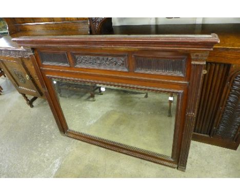 A Victorian mahogany architectural framed overmantel mirror