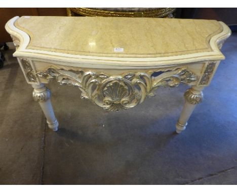 A reproduction French Louis XV style cream console table