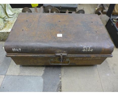 A tin trunk