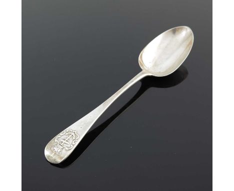 A Victorian silver Admiralty pattern silver tablespoon, die stamped at the top of the stem with a crowned fouled anchor, stam