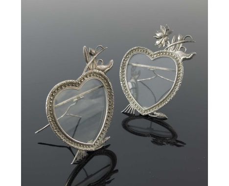 China.A pair of late nineteenth or early twentieth-century Chinese export silver photograph frames, each of heart-shaped form
