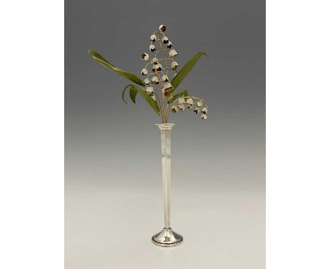 Cartier.A twentieth-century silver and enamel flower study, depicting lily of the valley in polychrome enamel with foliage an