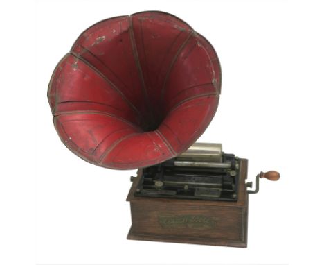 An Edison Bell Elf phonograph, No. A40005, with double-spring motor, New Model reproducer and whitemetal plaque engraved 'Edi