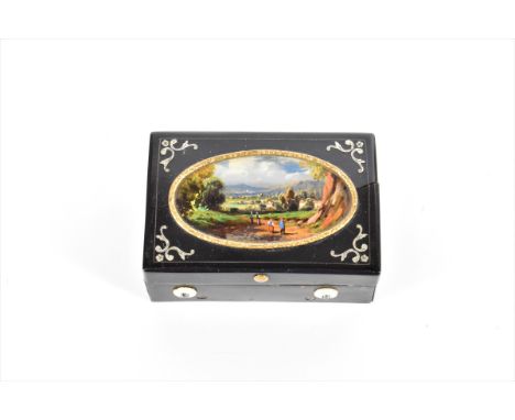 An early 19th-century small musical snuffbox, playing Ranz des Vaches  and Prayer from William Tell, numbered on bedplate 625