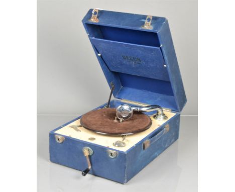 Two Decca portable gramophones, Model 50, with Decca/Meltrope sound box, December 1952, in blue case (motor runs, case good, 