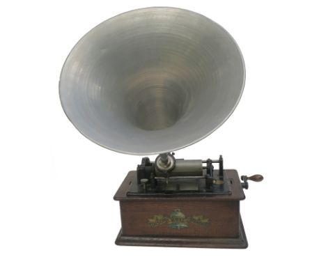 An Edison Bell Standard phonograph, No. S5378, with New Model reproducer and aluminium horn (no lid)