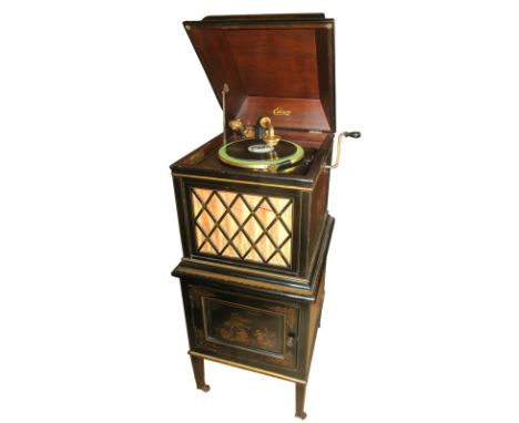 An Edison Disc Phonograph, Model B 19 No. 20250, with LP and Standard reproducers, gilt fittings and Chinoiserie lacquered ca