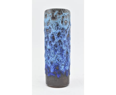 Steuler-Keramik - Model 4219/1 - A retro mid 20th century 1960s West German blue Fat Lava decorated vase of cylindrical form.