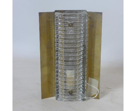 A 1960/70's brass and glass wall light, H.20cm 
