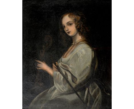 CONTINENTAL SCHOOL, PORTRAIT OF A LADY WITH A 'CELLO, OIL ON CANVAS, 67 X 54CM, IN COMPOSITION GILTWOOD FRAME 