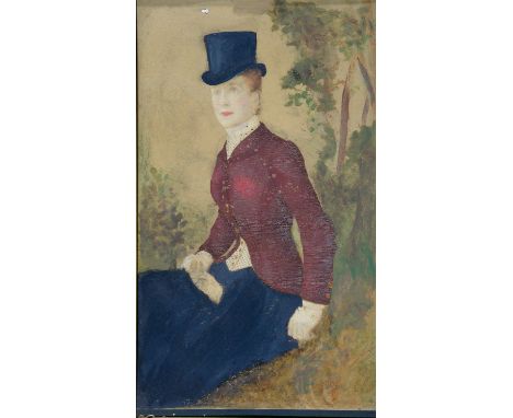 ENGLISH SCHOOL, PORTRAIT OF A LADY, OIL ON CARD, 29 X 17CM 