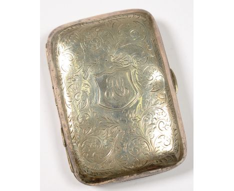 AN EDWARD VII SILVER CIGARETTE CASE, 10 X 7CM, BIRMINGHAM 1905, 3OZS 