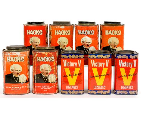 VINTAGE ADVERTISING CONFECTIONERY TINS, INCLUDING VICTORY V LOZENGES AND HACKS, C1960'S 