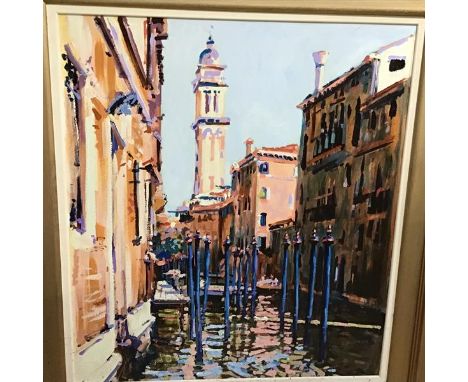 •Tom Watt (Scottish, b. 1951), Mid-Day Light and Shade (Venice), signed lower right, oil on board, framed. 81.5cm by 71.5cm N