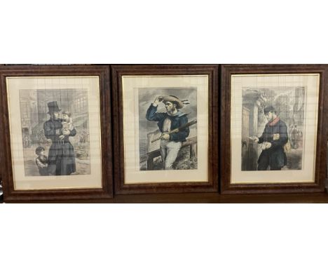 A set of three 19th century prints depicting The British Workman, together with a print of an interior scene