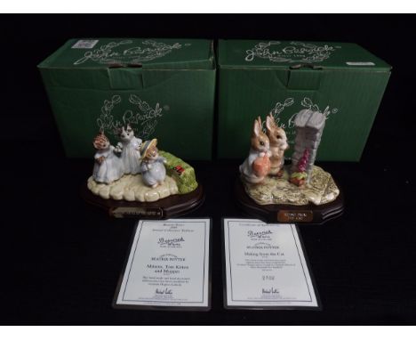 2 x GB Royal Doulton / Beswick Beatrix PotteryTableau's - 'Mittens, Tom Kitten &amp; Moppet' and 'Hiding from the Cat'. Desig