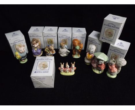 9 x GB Royal Albert Beatrix Pottery Figures. Titles are - Little Pig Robinson, This Little Pig, Flopsy Mopsy &amp; Cottontail