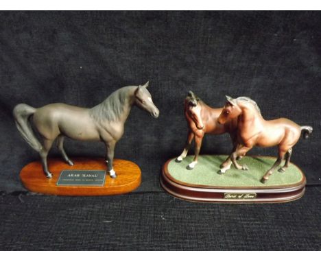 Great British Ceramic Horse models. Beswick model No. 1265 'Xayal' in matt glaze, Connoisseur series on wooden stand and a Ro