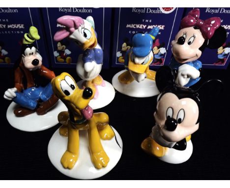 6 x GB Royal Doulton Mickey Mouse 70th Anniversary Figures. Model MM1 Mickey Mouse, MM2 Minnie Mouse, MM3 Donald Duck, MM4 Da